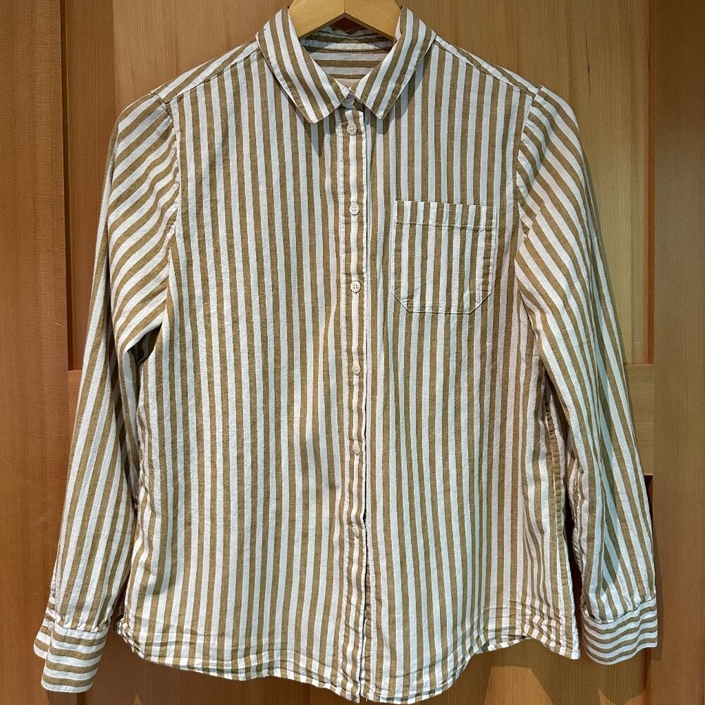 Sezane Brown and White Striped Shirt
